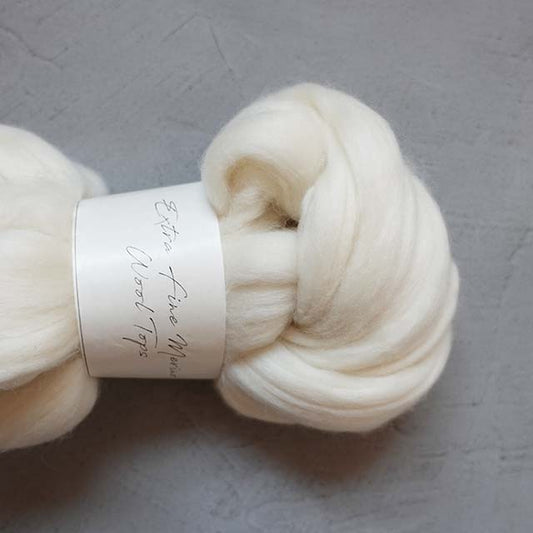 EXTRA FINE MERINO WOOL TOPS (The Classics Collection)  NATURAL WHITE / メリノウールトップ 100g